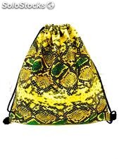 Worek / plecak na zakupy: żółto - zielony, imitacja skóry węża