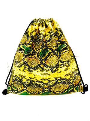 Worek / plecak na zakupy: żółto - zielony, imitacja skóry węża