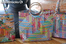 Woven Bag with Rattan Handle