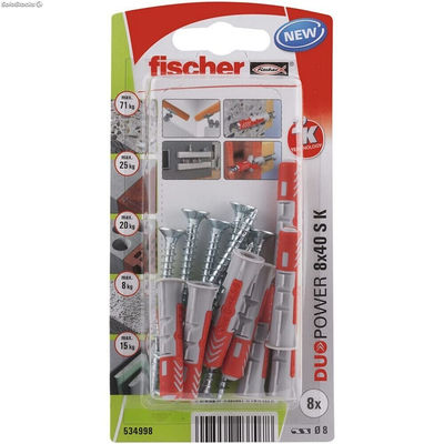 Wtyki i wkręty Fischer Duopower 534998 8 x 40 mm 8 Części Nylon 1 Części