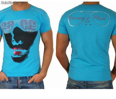 Young Rich t-shirt Clubwear &quot;face&quot; yr-1913-7448 Azzuro