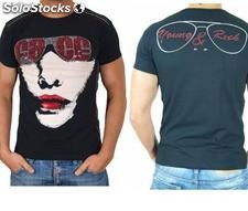 Young Rich t-shirt Clubwear &quot;face&quot; yr-1913-7448 nero