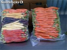 Zanahoria de colores pelada y sin pelar
