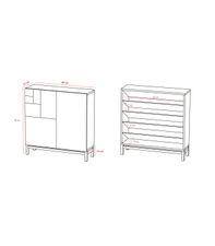 Zapatero 2 puertas modelo 513 acabado roble patas negras, 90x90x27 (alto x ancho