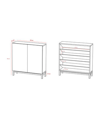 Zapatero 2 puertas modelo 513 acabado roble vallado, 90x90x27 (alto x ancho x - Foto 2