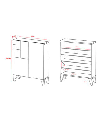 Zapatero 2 puertas modelo 514 acabado roble vallado, 112x90x27 (alto x ancho x - Foto 2