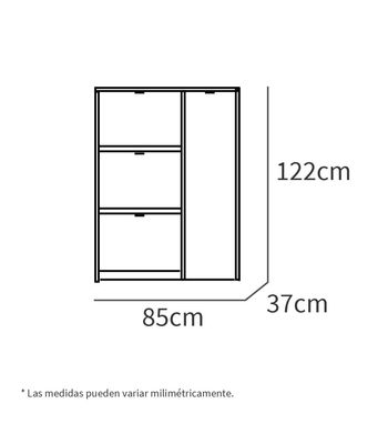 Zapatero 3 trampones y una puerta Trevi en blanco brillo. 85 cm(ancho) 122 - Foto 3