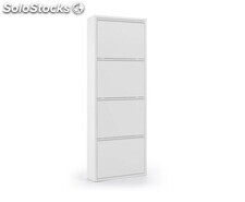 Zapatero de cinco puertas con apertura abatible, color blanco brillo,  Medidas 70 x 180 x 17 cm