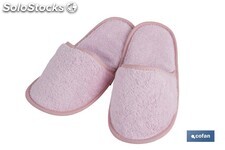 Zapatillas de Baño | Modelo Flor | Color Rosa Claro | 100 % Algodón | Gramaje