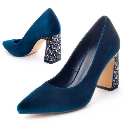 Zapato De Tacon Para Mujer Color Azul Talla 38