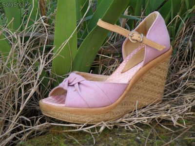 Zapato para mujer con tacón de cuña de tejido , hecho a mano en Italia - Foto 2