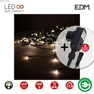 Zasłona z Lampek LED EDM Easy-Connect Programowalny Ciepła Biel (2 x 1 m)