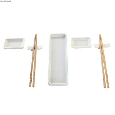 Zestaw do Sushi DKD Home Decor 24 x 7 x 2 cm Naturalny Biały Kamionka Orientalny